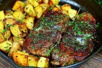 Skillet Garlic Butter Herb Steak and Potatoes